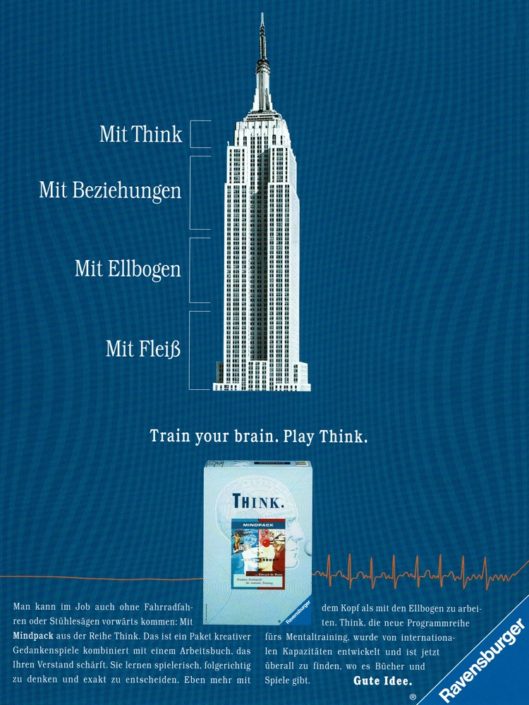 Ravensburger - B2C-Produktwerbung "THINK-Mentaltrainer" I Motiv: "Empire State Building" I Agentur: Springer & Jacoby