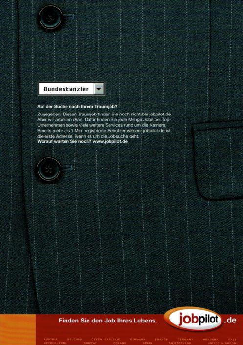 jobpilot - B2C-Anzeige I Motiv: "Bundeskanzler" I Agentur: McCann